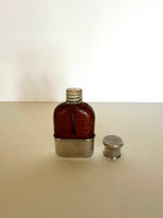 Vintage Small Flask (Glass, Leather, Chrome), Vintage Miniature Flask